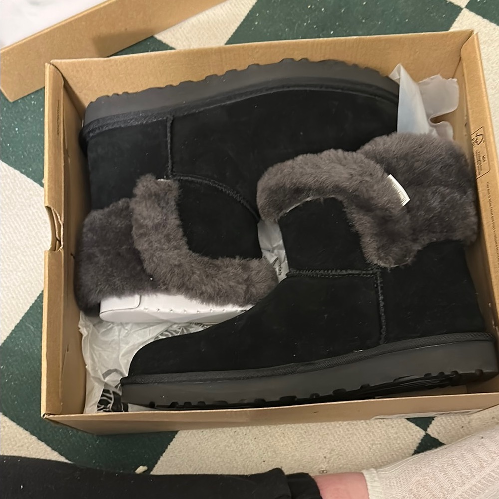 UGG Black Shearling Mini Boots (never been worn)